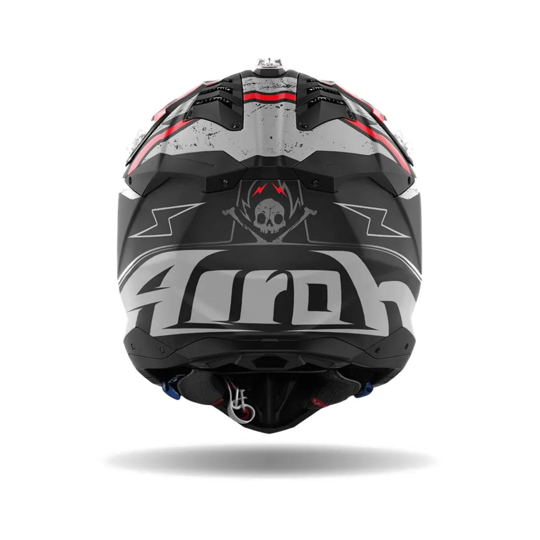 Airoh Aviator 3 AMS² plus Burnout Matt Grey Black Red Offroad MX