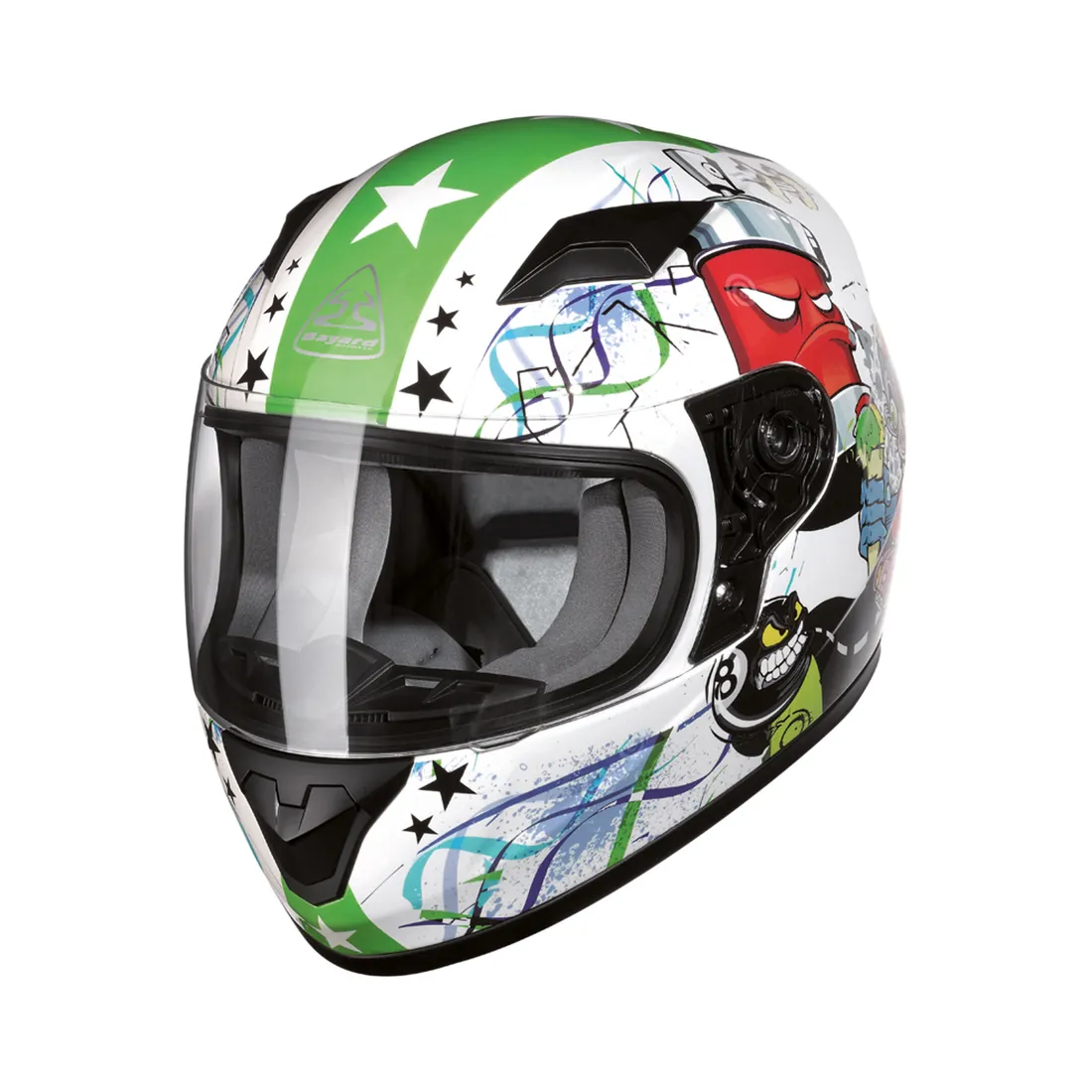 Casco Bayard SP-56 Kids Cartoon Blanco Rojo Verde